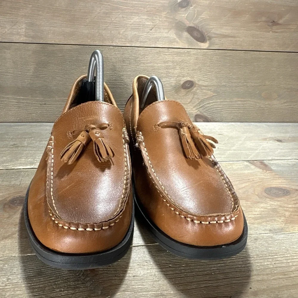 clarks mens size 8 shoes brown leather tassel comfort work causal loafers
